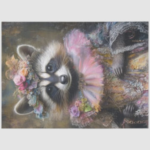 Decoupage Whimsical Raccoon Ruffled Coloar Tissue Paper