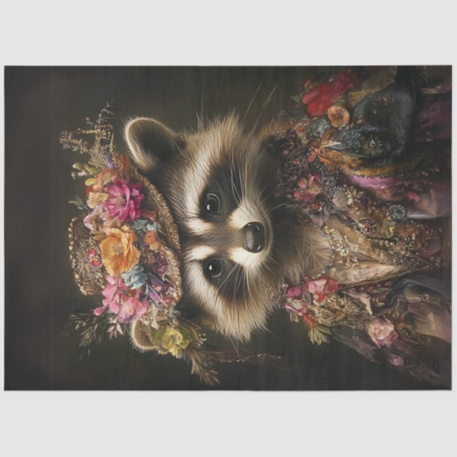 Decoupage Whimsical Racoon Victorian Dressed  Tissue Paper (Front)