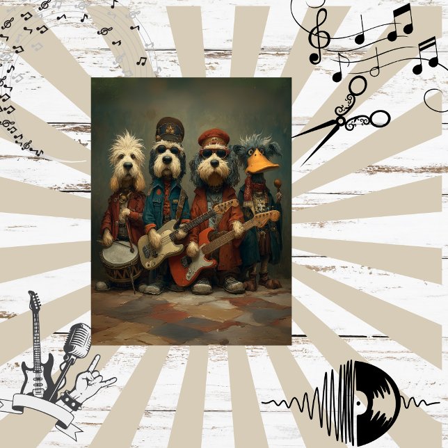 Decoupage Whimsical Rock Band Dogs Duck  Tissue Paper (Creator Uploaded)