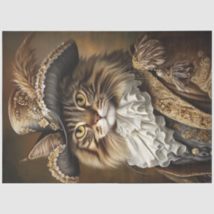 Decoupage Whimsical Royal Cat French Attire Tissue Paper