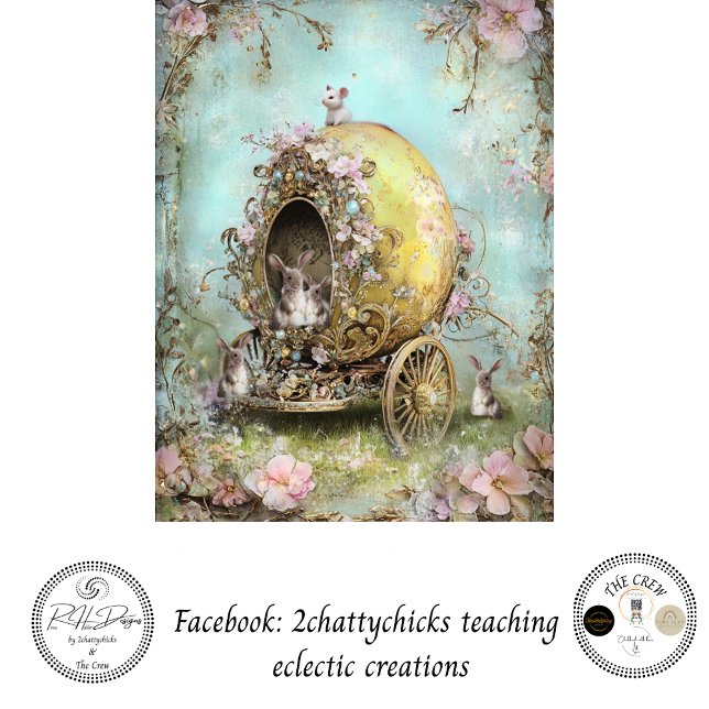 Decoupage Whimsical Spring Easter Rabbit Carriage Tissue Paper (Creator Uploaded)