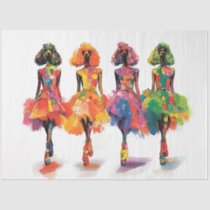 Decoupage Whimsical Standard Poodles Fashion Show Tissue Paper