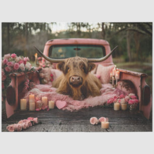 Decoupage Whimsical Valentine Highland Cow Truck Tissue Paper