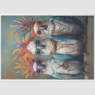 Decoupage Whimsical Wacky Vibrant Cockatoos Birds Tissue Paper