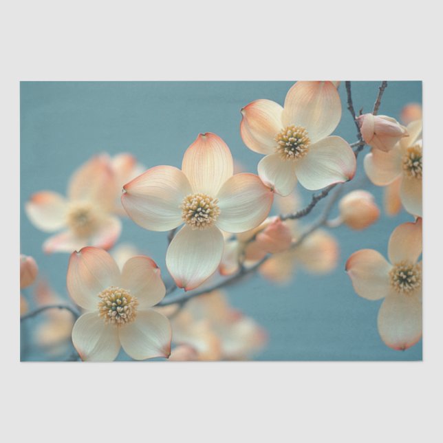 Decoupage White Dogwood Tree Flower  Tissue Paper (Front)