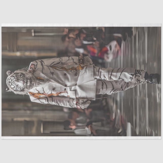 Decoupage White Lion Fashion Show  Tissue Paper (Front)