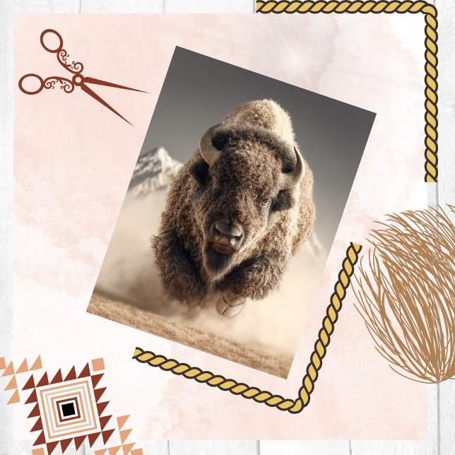 Decoupage Wild Bison Dustborne Charge Desert  Tissue Paper (Creator Uploaded)