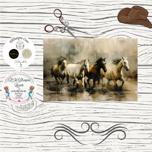 Decoupage Wild Painterly Horses Running  Tissue Paper