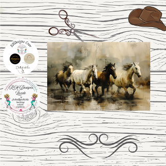 Decoupage Wild Painterly Horses Running  Tissue Paper