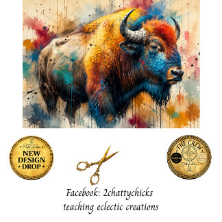 Decoupage Wildfire Bison of Oklahoma Tissue Paper