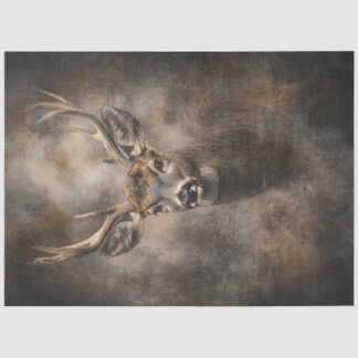 Decoupage Wildlife Deer Portrait Large Antlers  Tissue Paper