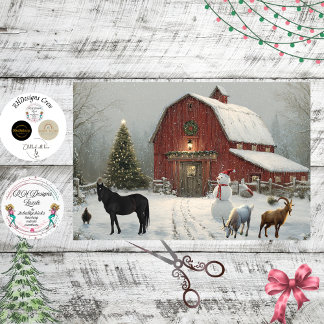 Decoupage Winter Barnyard Christmas At Debbie's Tissue Paper