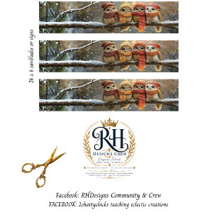 Decoupage Winter Owls Branch Sawblade  Wrapping Paper Sheet