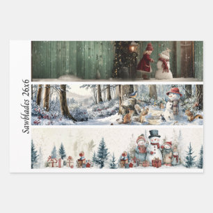 Decoupage Winter Sawblade Set 26x6 Wrapping Paper Sheet