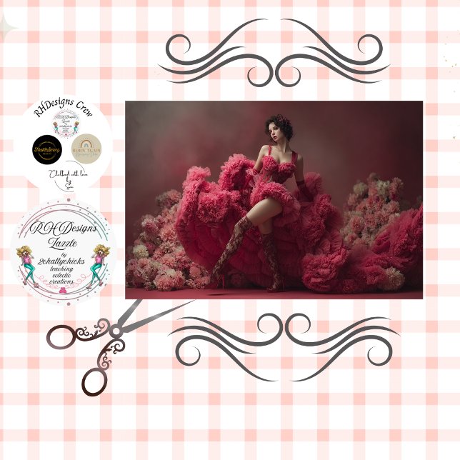 Decoupage Woman Dramatic Ruffles for Valentine  Tissue Paper (Creator Uploaded)