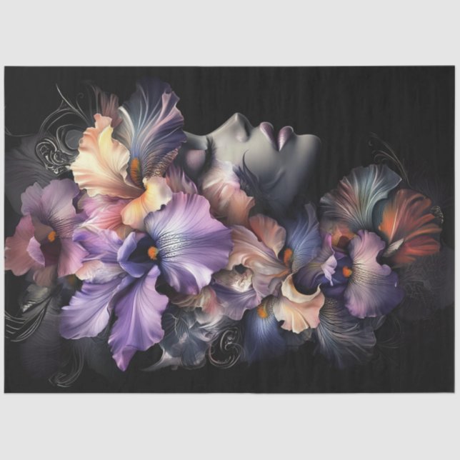 Decoupage Woman Floral Obsession Delicate Petals Tissue Paper (Front)