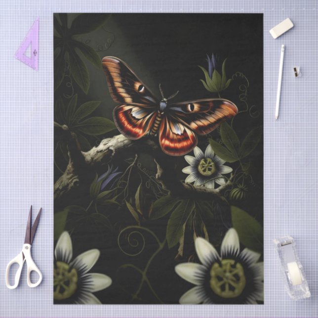 Decoupage Woodland Moth Illustration Tissue Paper (Craft)