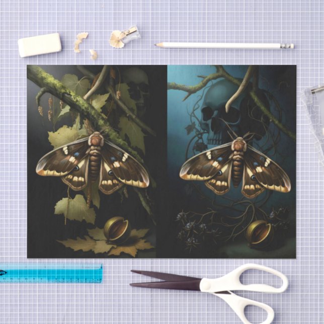Decoupage Woodland Moth Illustration Tissue Paper (Craft)