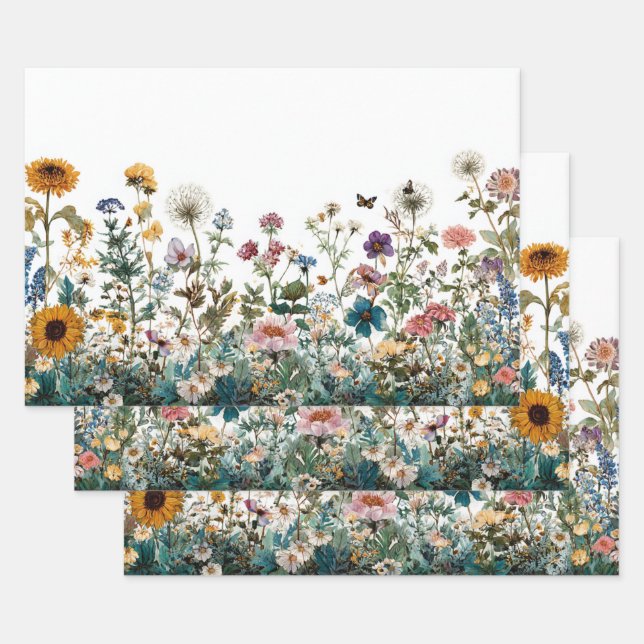 Decoupage Wrapping Landscape Wildflowers Transfer Paper Sheet (Set)