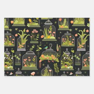 Decoupage Wrapping Paper Terrariums Set of 3