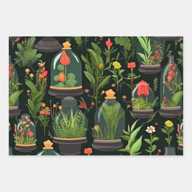 Decoupage Wrapping Paper Terrariums Set of 3 (Front)