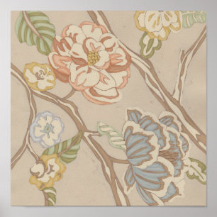 Decrative Organza Chintz Floral Design Poster