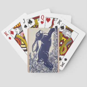 Dedham Blue Rabbit, Vintage Blue & White Design Playing Cards