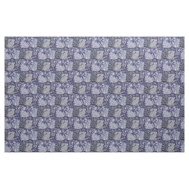 Dedham Blue & White Rabbit Ceramic Tile Fabric Art (Fat Quarter)
