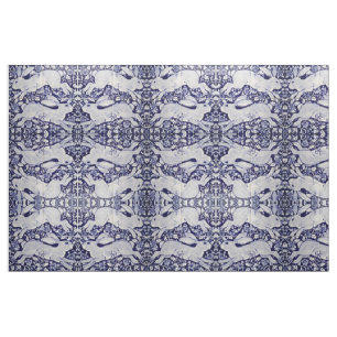 Dedham Blue & White Rabbit Tile Designer Fabric