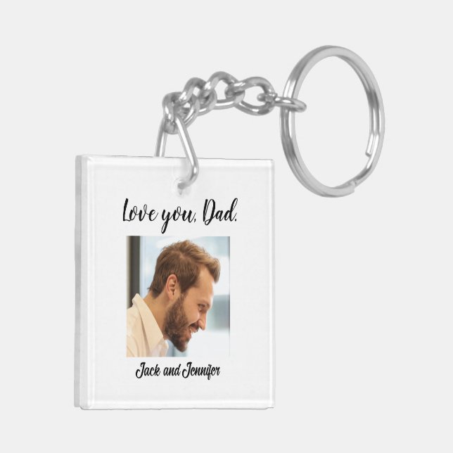 Dedicated And Devoted Dad Photo Back Key Ring (Back Left)