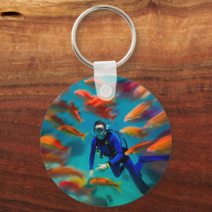 Dedicated Diver's Personalised with QR Code Key Ring