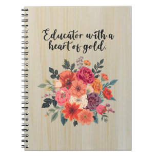 Dedicated Educator Heart of Gold Appreciation Notebook