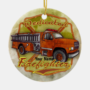 Dedicated firefighter ceramic tree decoration