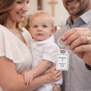 Dedicated to God Boy's Name  Key Ring