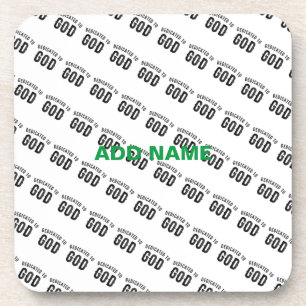DEDICATED TO GOD COOL CUSTOMIZABLE BLACK TEXT COASTER