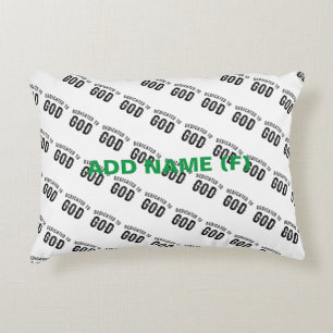 DEDICATED TO GOD COOL CUSTOMIZABLE BLACK TEXT DECORATIVE CUSHION