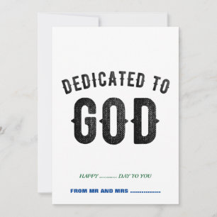 DEDICATED TO GOD COOL CUSTOMIZABLE BLACK TEXT HOLIDAY CARD