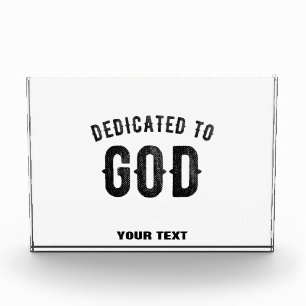 DEDICATED TO GOD COOL CUSTOMIZABLE BLACK TEXT PHOTO BLOCK
