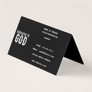 DEDICATED TO GOD COOL CUSTOMIZABLE WHITE TEXT BUSINESS CARD