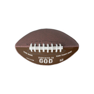 DEDICATED TO GOD COOL CUSTOMIZABLE WHITE  TEXT FOOTBALL