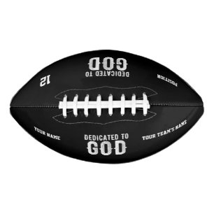 DEDICATED TO GOD COOL CUSTOMIZABLE WHITE TEXT FOOTBALL