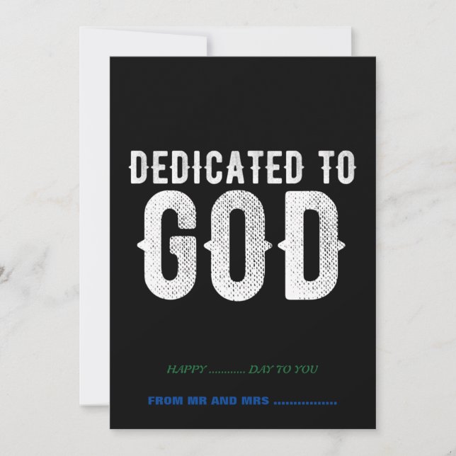 DEDICATED TO GOD COOL CUSTOMIZABLE WHITE  TEXT HOLIDAY CARD (Front)
