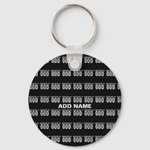 DEDICATED TO GOD COOL CUSTOMIZABLE WHITE  TEXT KEY RING