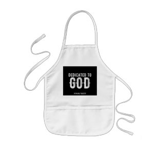 DEDICATED TO GOD COOL CUSTOMIZABLE WHITE  TEXT KIDS APRON