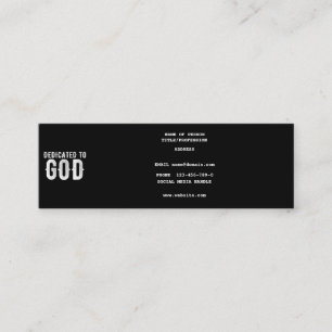 DEDICATED TO GOD COOL CUSTOMIZABLE WHITE TEXT MINI BUSINESS CARD