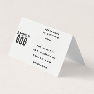 DEDICATED TO GOD  CUSTOMIZABLE COOL BLACK TEXT BUSINESS CARD