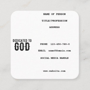 DEDICATED TO GOD CUSTOMIZABLE COOL BLACK TEXT CALLING CARD