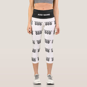 DEDICATED TO GOD CUSTOMIZABLE COOL BLACK TEXT CAPRI LEGGINGS