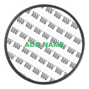 DEDICATED TO GOD CUSTOMIZABLE COOL BLACK TEXT HOCKEY PUCK
