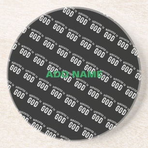 DEDICATED TO GOD CUSTOMIZABLE COOL WHITE TEXT COASTER